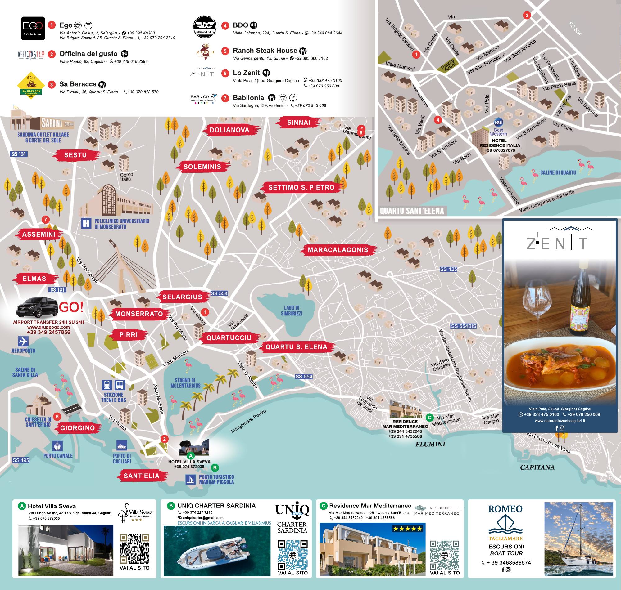 Mappa di Cagliari e dintorni