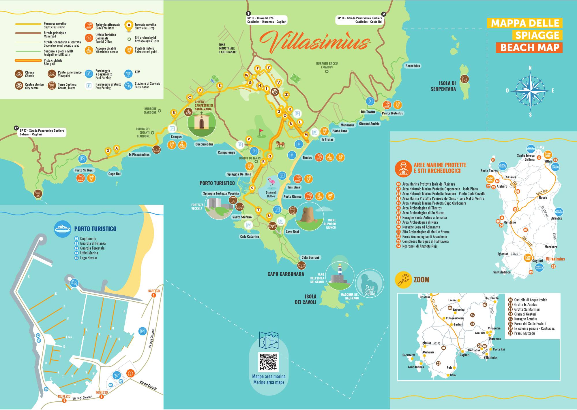 Mappa delle spiagge di Villasimius