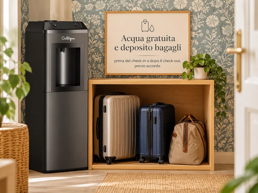 Dispenser di acqua e deposito bagagli